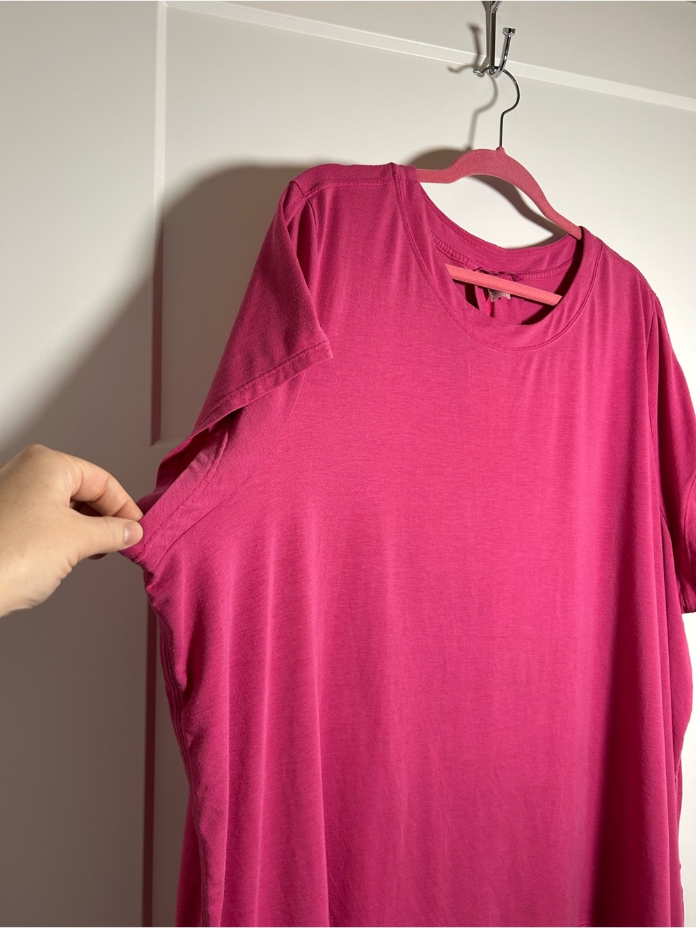 Athleta Short Sleeve Scoop Neck Top - Fuchsia Pink plus size 2X - Picture 3 of 10